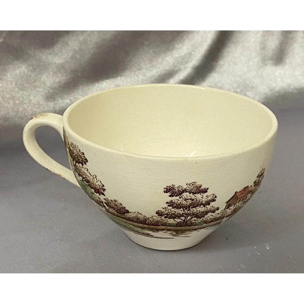 VNTG Nasco Holiday Water Canal Bridge Scene Cup Saucer Set Japan Made PreOwned